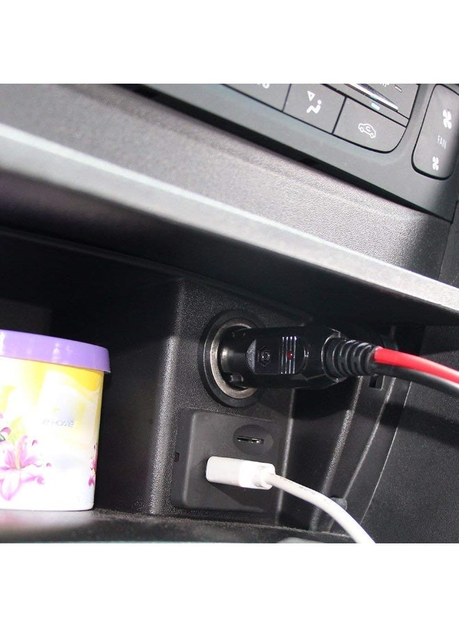 12V Plug Adapter, Male Connector with 30cm 16AWG Extension Cable, 15A Fuse and LED Light, Fused Replacement Socket for Car Accessories, 2 Pack - Image 5